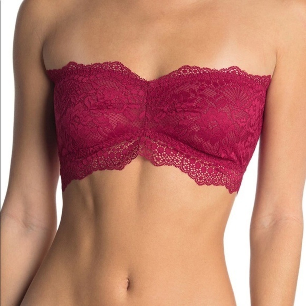 Free People Lacey Looks Lace Bandeau Red | Size M | NWT Strapless Boho Bralette